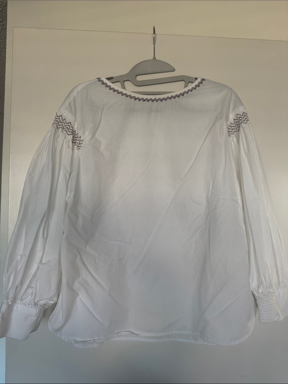 Madewell White Embroidered Peasant Top